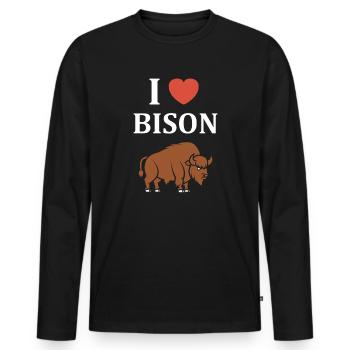 Bison - Männer Premium Bio Langarmshirt - Schwarz - Vorne - Nico (187cm)