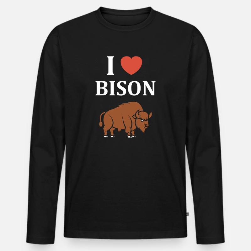 Bison - Männer Premium Bio Langarmshirt - Schwarz