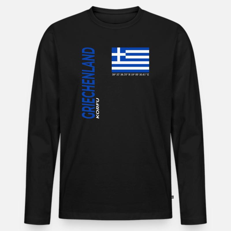 Korfu - Männer Premium Bio Langarmshirt - Schwarz