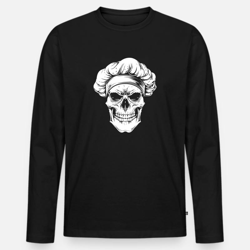 Kochskull Gothic Küchenkunst - Männer Premium Bio Langarmshirt - Schwarz