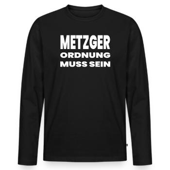 Metzger - Männer Premium Bio Langarmshirt - Schwarz - Vorne - Nico (187cm)