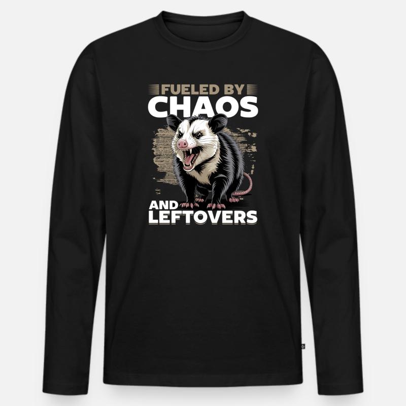 Funny Opossum - Männer Premium Bio Langarmshirt - Schwarz