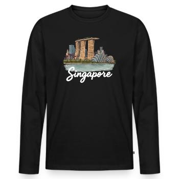 Singapour - T-shirt manches longues Premium bio Homme - noir - Devant - Nico (187cm)