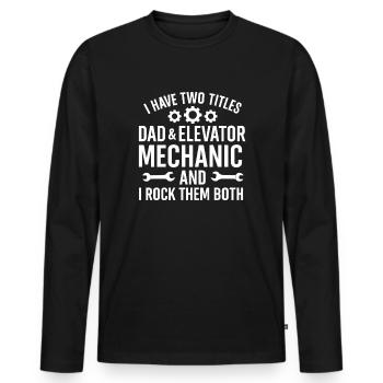 Funny Elevator Inspector Dad And Elevator Mechanic - Männer Premium Bio Langarmshirt - Schwarz - Vorne - Nico (187cm)