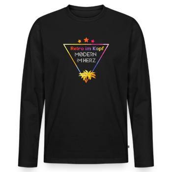 Retro in the head, modern in the heart - Men's Premium Organic Long Sleeve Shirt - black - Front - Nico (187cm)