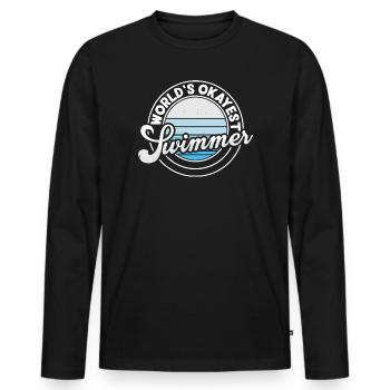 Schwimmen Wassersport Schwimmer Geschenke - Männer Premium Bio Langarmshirt - Schwarz - Vorne - Nico (187cm)