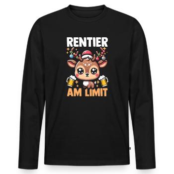 Weihnachtsmann Rentier Bier Weihnachtszeit Weihnac - Männer Premium Bio Langarmshirt - Schwarz - Vorne - Nico (187cm)