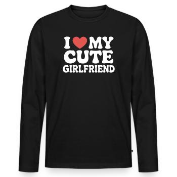 I love my cute girlfriend Liebe meine Freundin - Men's Premium Organic Long Sleeve Shirt - black - Front - Nico (187cm)