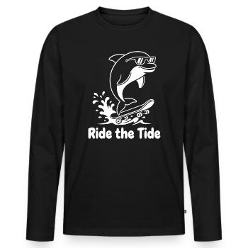 Dolphin Skateboard Wave - Men's Premium Organic Long Sleeve Shirt - black - Front - Nico (187cm)