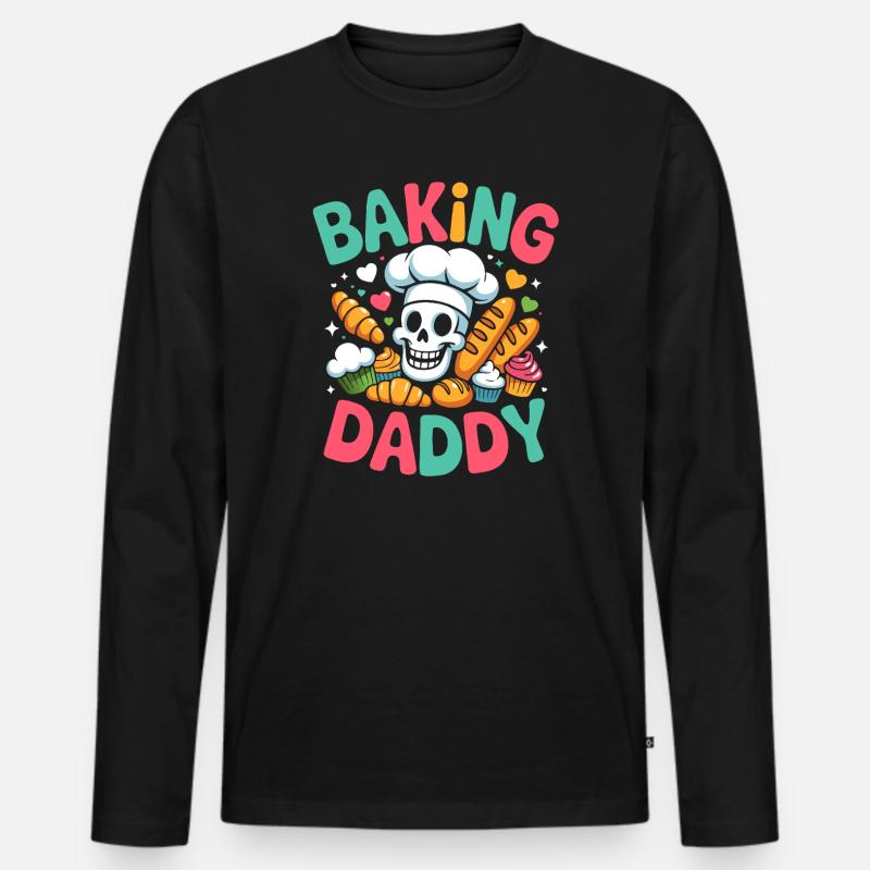 Backen Daddy Schädel Backkunst - Männer Premium Bio Langarmshirt - Schwarz