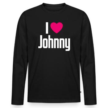 I Love Johnny Pink Heart I Love Johnny - Men's Premium Organic Long Sleeve Shirt - black - Front - Nico (187cm)