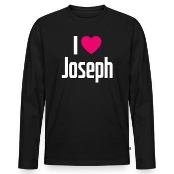 J’aime Joseph Coeur Rose J’aime Joseph - T-shirt manches longues Premium bio Homme - noir - Devant - Nico (187cm)