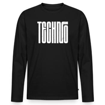 Techno Bold Retro Typography - Men's Premium Organic Long Sleeve Shirt - black - Front - Nico (187cm)
