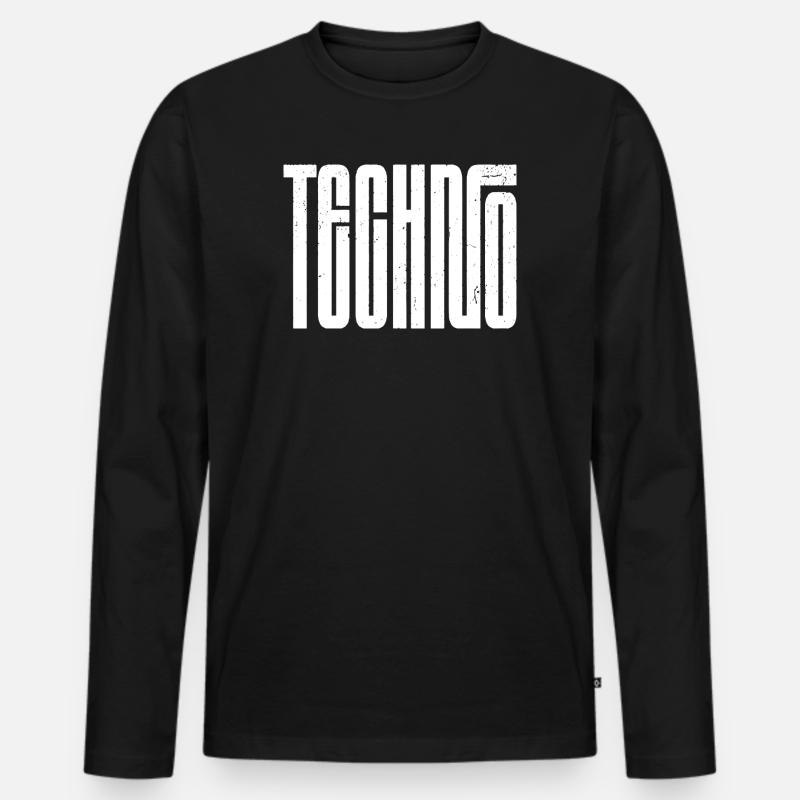 Techno Bold Retro Typography - Men's Premium Organic Long Sleeve Shirt - black