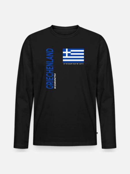Korinth - Männer Premium Bio Langarmshirt - Schwarz