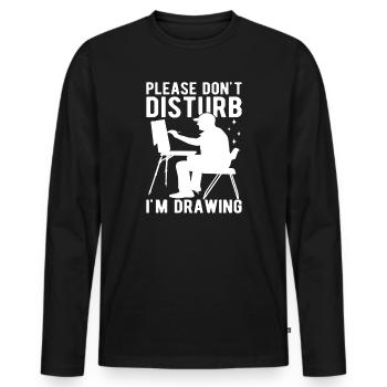 Peintre drôle d’art s’il vous plaît ne dérangez pas, je dessine - T-shirt manches longues Premium bio Homme - noir - Devant - Nico (187cm)