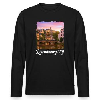 Luxembourg - Men's Premium Organic Long Sleeve Shirt - black - Front - Nico (187cm)
