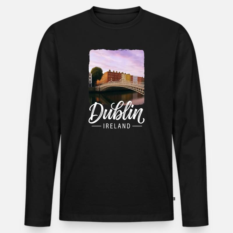 Dublin - Männer Premium Bio Langarmshirt - Schwarz