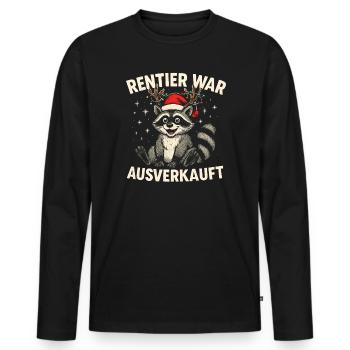Weihnachten Waschbär Humor Lustig Witzig Xmas  - Männer Premium Bio Langarmshirt - Schwarz - Vorne - Nico (187cm)