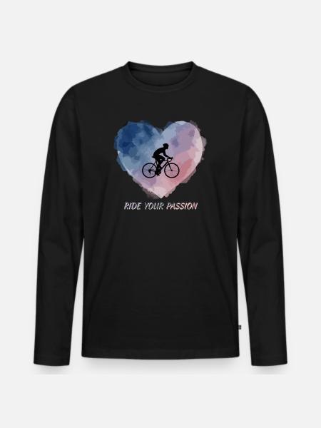 Aquarell-Herz-Fahrt - Männer Premium Bio Langarmshirt - Schwarz