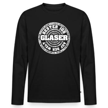 Glaser - Männer Premium Bio Langarmshirt - Schwarz - Vorne - Nico (187cm)