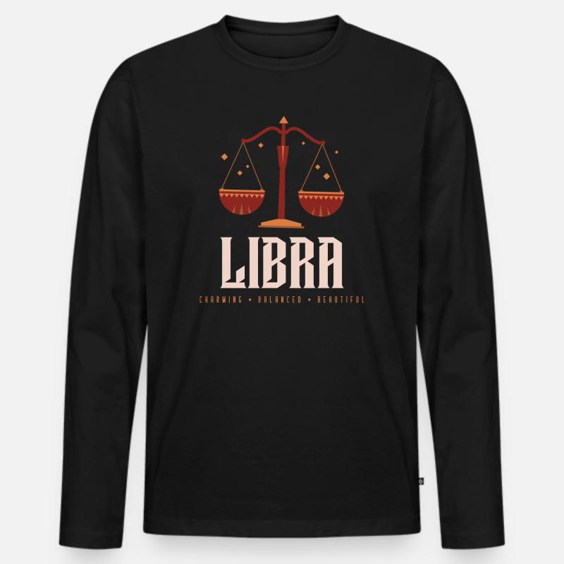 Waage - Männer Premium Bio Langarmshirt - Schwarz
