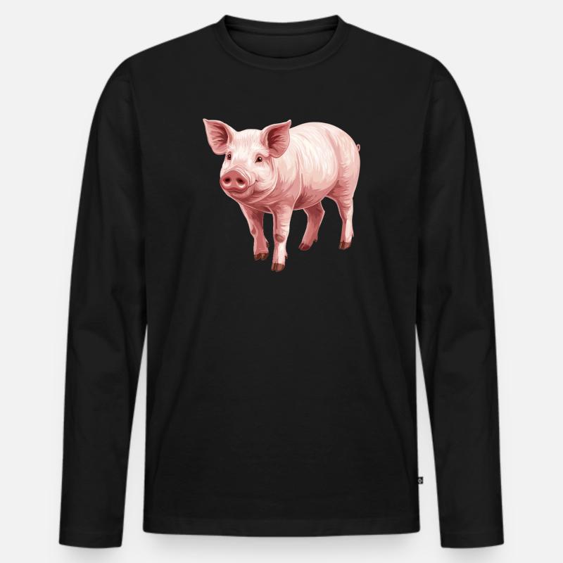 Schweine Schwein - Männer Premium Bio Langarmshirt - Schwarz