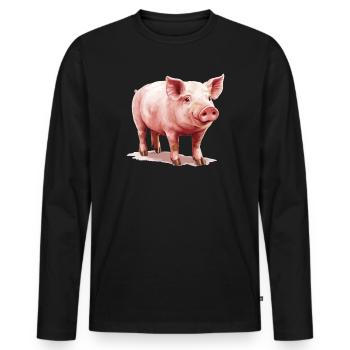 Schweine Schwein - Männer Premium Bio Langarmshirt - Schwarz - Vorne - Nico (187cm)