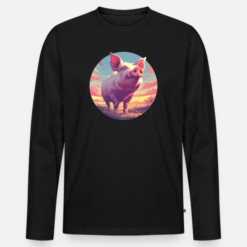 Schweine Schwein - Männer Premium Bio Langarmshirt - Schwarz