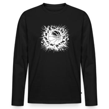Basketball throw destroys a wall - Men's Premium Organic Long Sleeve Shirt - black - Front - Nico (187cm)