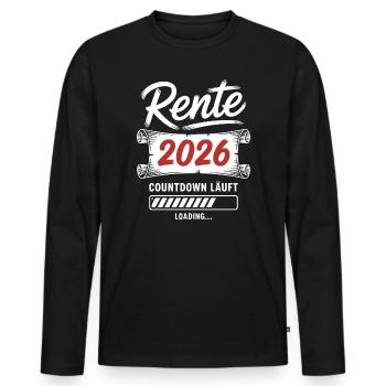 Rente 2026 Countdown läuft - Männer Premium Bio Langarmshirt - Schwarz - Vorne - Nico (187cm)