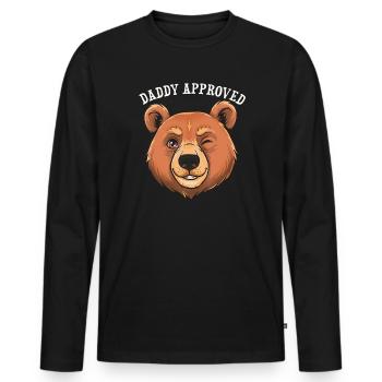 Papa a approuvé l’ours clin d’œil - T-shirt manches longues Premium bio Homme - noir - Devant - Nico (187cm)