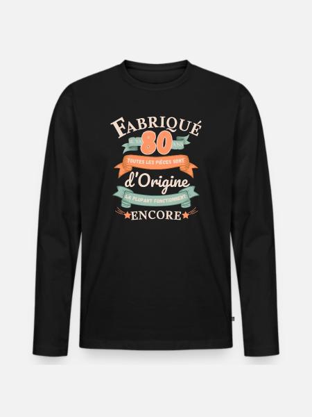 Made 80 Years Ago Genuine Parts - Men's Premium Organic Long Sleeve Shirt - black