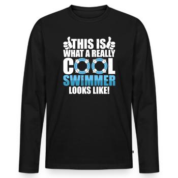 Schwimmen Wassersport Schwimmer Geschenke - Männer Premium Bio Langarmshirt - Schwarz - Vorne - Nico (187cm)
