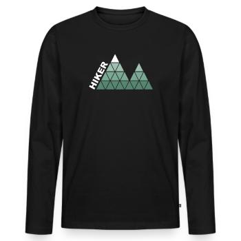 « Randonneur » - Conception géométrique de montagne - T-shirt manches longues Premium bio Homme - noir - Devant - Nico (187cm)