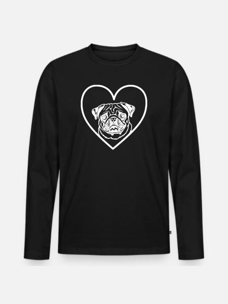 Mops Herz Liebhaber Hundebesitzer - Männer Premium Bio Langarmshirt - Schwarz