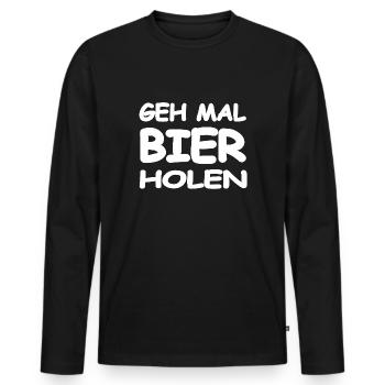 Bière - T-shirt manches longues Premium bio Homme - noir - Devant - Nico (187cm)