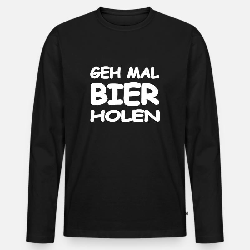 Bier - Männer Premium Bio Langarmshirt - Schwarz