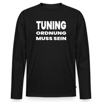 Tuning - Männer Premium Bio Langarmshirt - Schwarz - Vorne - Nico (187cm)
