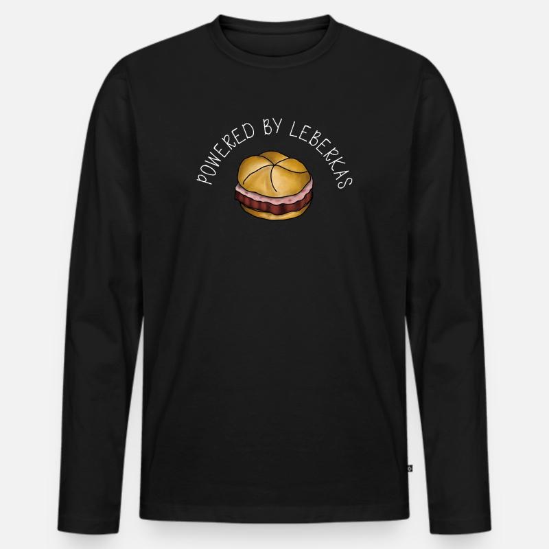 Powered by Leberkas – Leberkäse Spruch - Männer Premium Bio Langarmshirt - Schwarz