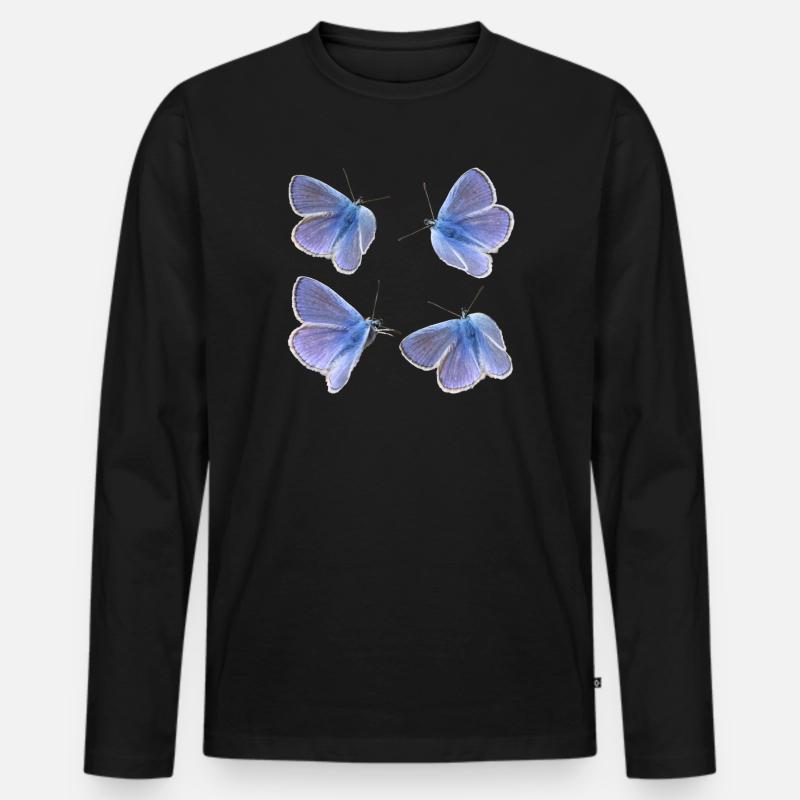 vier Bläulinge - Männer Premium Bio Langarmshirt - Schwarz