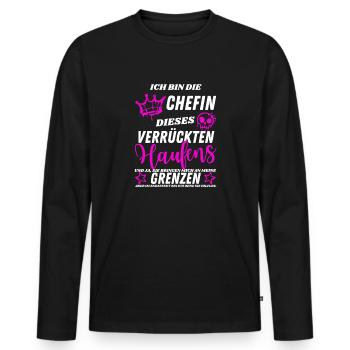Chefin dieses Verrückten Haufens - Geschenkidee - Men's Premium Organic Long Sleeve Shirt - black - Front - Nico (187cm)