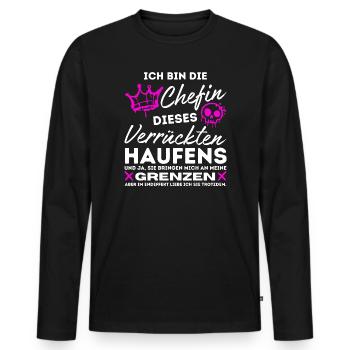 Patron de cette bande folle de cadeaux patron - T-shirt manches longues Premium bio Homme - noir - Devant - Nico (187cm)