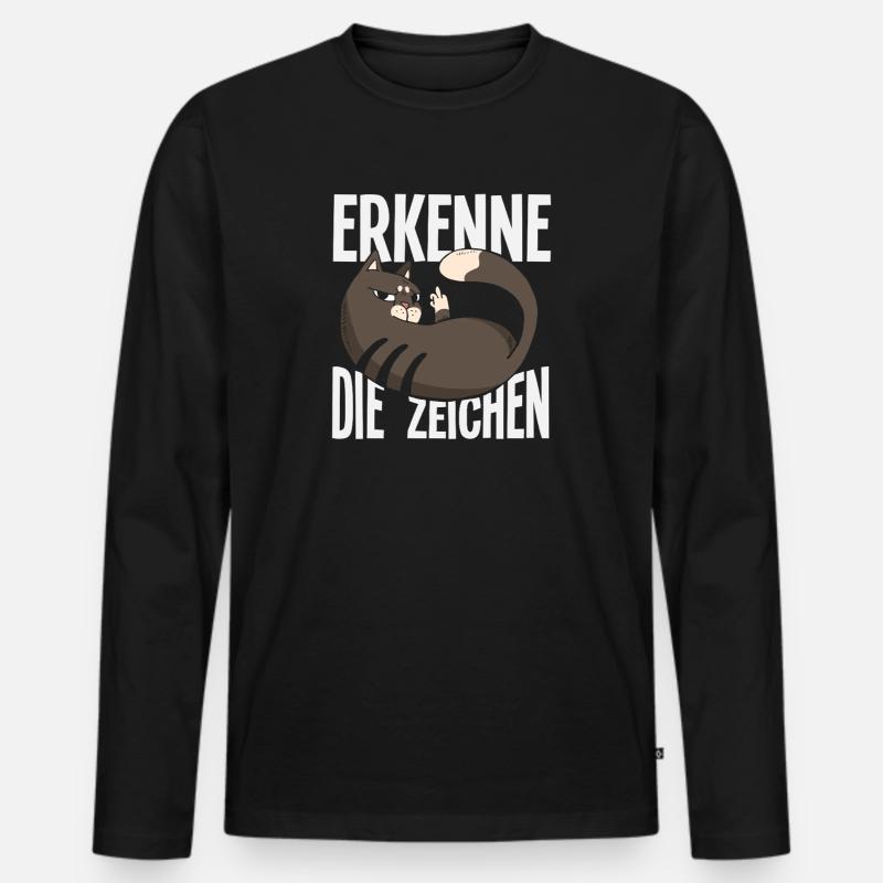 Erkenne die Zeichen - Freche Katzen-Message - Männer Premium Bio Langarmshirt - Schwarz