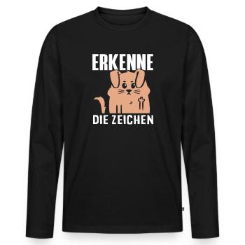 Recognize the Signs - Cheeky Dog Saying - Men's Premium Organic Long Sleeve Shirt - black - Front - Nico (187cm)