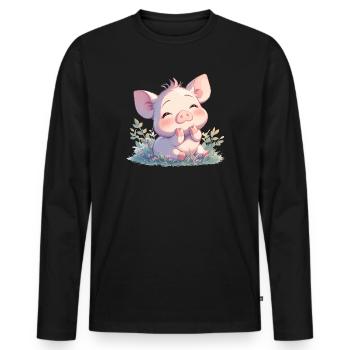 Schweine Schwein - Männer Premium Bio Langarmshirt - Schwarz - Vorne - Nico (187cm)