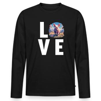 Cochon Cochon - T-shirt manches longues Premium bio Homme - noir - Devant - Nico (187cm)