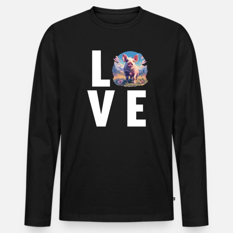 Schweine Schwein - Männer Premium Bio Langarmshirt - Schwarz