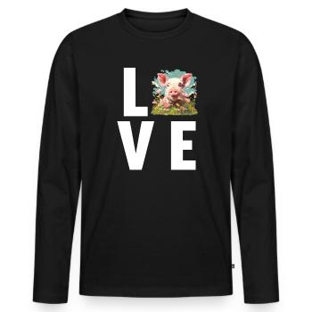 Cochon Cochon - T-shirt manches longues Premium bio Homme - noir - Devant - Nico (187cm)