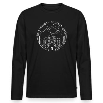 No excuses - achieve goals - Men's Premium Organic Long Sleeve Shirt - black - Front - Nico (187cm)